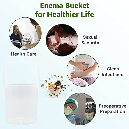 TopQuaFocus 2L Enema Bucket Kit para limpieza de colon 70.5 oz Cubo de enema de plástico a prueba de fugas para, 6 piezas de cabezal de ducha de enema