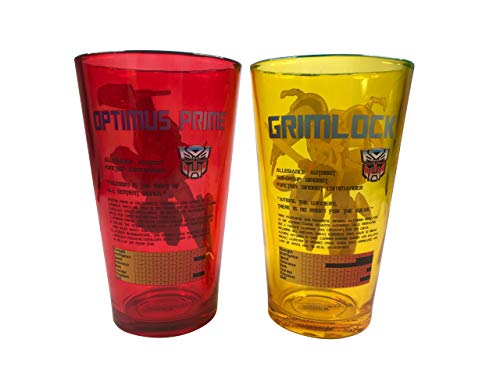 Transformers Autobots Optimus Prime and Grimlock - Juego de 2 vasos de pinta (16 oz)