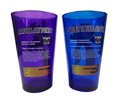 Transformers Decepticons Megatron and Soundwave - Juego de vasos de pinta (2 unidades)