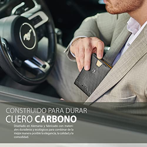 TRAVANDO Cartera con Pinza para Billetes London Bloqueo RFID - Tarjetero Hombre Slim - Billetero (Carbono)