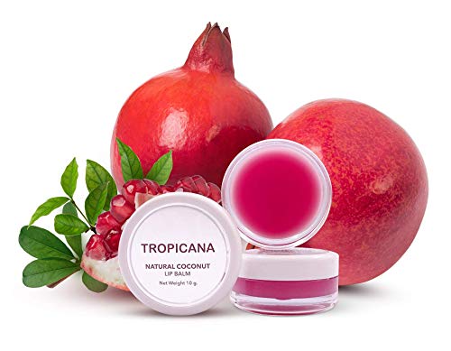 Tropicana Oil - Bálsamo labial con granada Joyful 2 x 10 g, aceite de coco, cosmética natural, cuidado de los labios con manteca de karité, cera de abeja, manteca de cacao y cera de candelilla