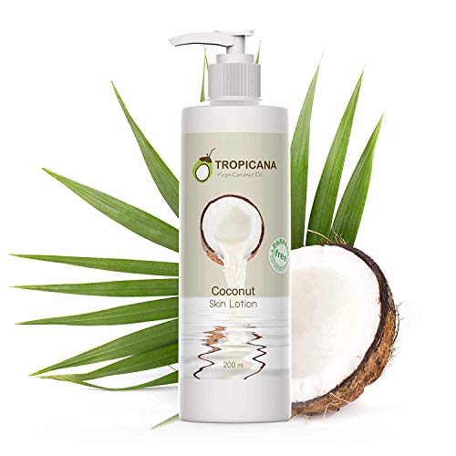 Tropicana Oil Premium Locion Corporal de Coco 200ml | Con Vitamina E, Vitamina B3 y Aceite Coco Crudo Orgánico | Humectante Coco Natural para Hermosa Piel | Crema Corporal Productos Ecologicos Vegan