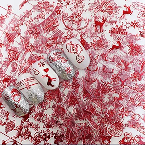 Tu Sonrisa. Pegatinas Uñas Adhesivas Decorativas Navidad Roja Calcomanía Tatuaje Uñas Engomada Nail Art Stickers Navideño