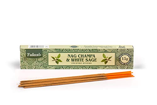 Tulasi White Sage Nag Champa, 15 Palillos x 12 Paquetes, Negro, Talla única (37299)