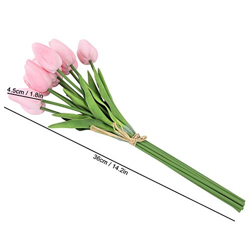 Tulipán Artificial, Hermosa Flor de tulipán Falso, PU Real-Touch para la Tienda de jardín para el hogar de la Boda(Pink)