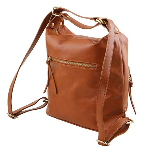 Tuscany Leather TL Bag - Bolso de señora en Piel Convertible en Mochila - TL141535 (Canela)