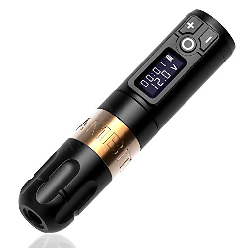 TXWZ Kit de rotulador inalámbrico para máquina de Tatuaje Motor alemán 1950 mAh Batería de Litio Carga rápida Silencio Baja vibración 9V / 12000RpmGold