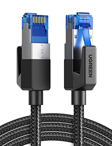 UGREEN Cable Ethernet Cat 8, Cable de Red Trenzado Cable LAN 40Gbps 2000MHz con Conector RJ45, Compatible con PS5, Xbox X/S, PC, PS4, TV Box, Router, Servidor NAS, Cat 7, Cat 6a, 3 Metros