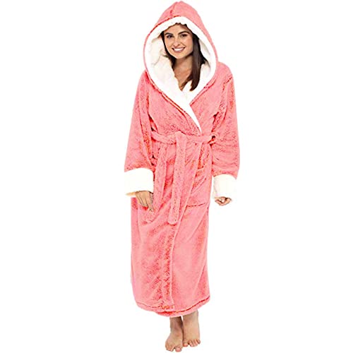 UKKO Bata de baño Mujeres Albornoz Nightgown Grueso Túnica Cálida Invierno Unisex Pijamas Pijamas Rosa Lindo Adultos Baño Bata Ropa De Dormir-Dark Blue,M