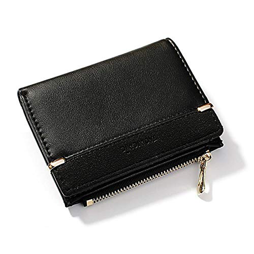 UKKO Cartera de Mujer Moda Femenina Carteras Soporte De Colector Bolso Corto De Las Pequeñas Mujeres De La Bolsa De Papel De La Esposa De Sir Hasp Mini Embrague para Las Niñas,Negro