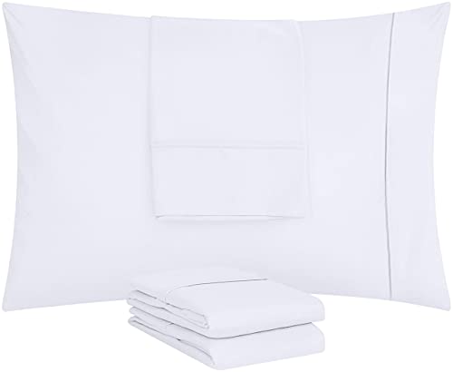 Utopia Bedding Funda Almohada 70/75 - Juego de 4 Funda Almohada 50x75cm - Funda de Almohada de Suave Microfibra cepillada con Cierre de sobre - Blanco