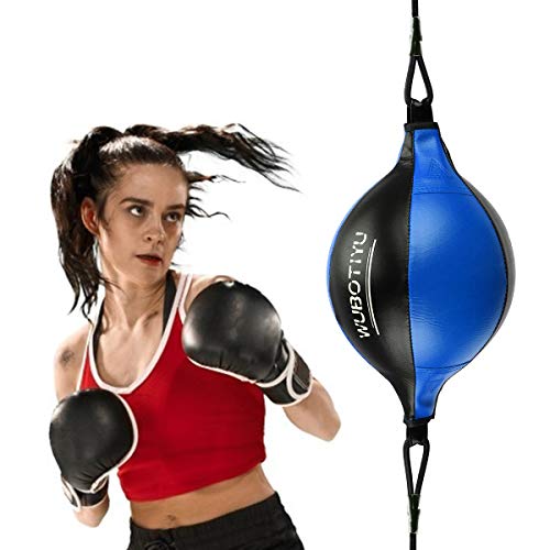 VAlinks - Bolsa de boxeo profesional de doble extremo de piel sintética para boxeo, artes marciales mixtas, muay thai, fitness o deportes de lucha, Azul