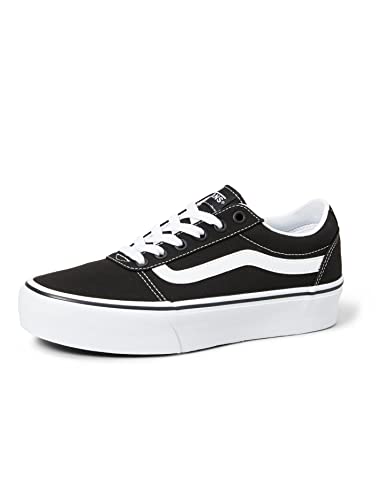 Vans Ward Platform Canvas Zapatillas Mujer, Negro (Canvas) Black/White 187), 37 EU (4.5 UK)