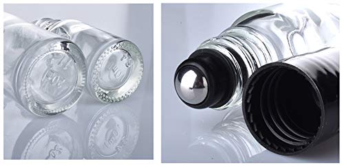VASANA 3 botellas de rodillo de vidrio transparente de 100 ml/3.4 oz con bolas de acero inoxidable para aceites esenciales, perfume, bálsamo labial y otros líquidos