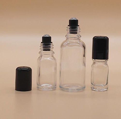 VASANA 3 botellas de rodillo de vidrio transparente de 100 ml/3.4 oz con bolas de acero inoxidable para aceites esenciales, perfume, bálsamo labial y otros líquidos