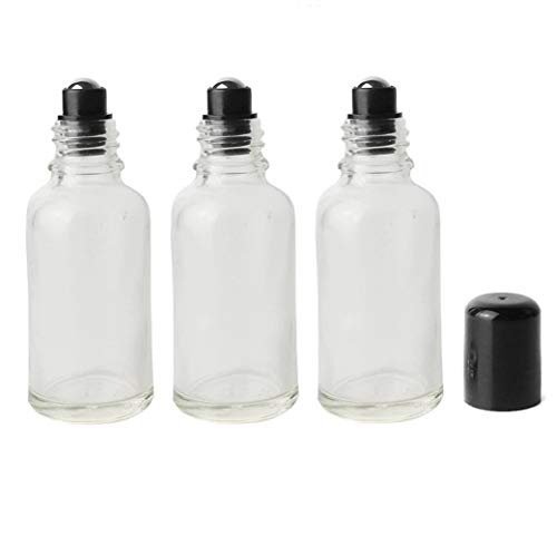 VASANA 3 botellas de rodillo de vidrio transparente de 100 ml/3.4 oz con bolas de acero inoxidable para aceites esenciales, perfume, bálsamo labial y otros líquidos