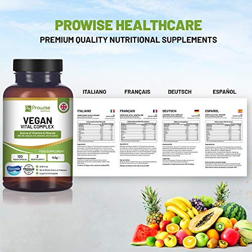 Vegan Vital Multivitamin Complex - 120 cápsulas veganas que hice en el Reino Unido por Prowise Healthcare
