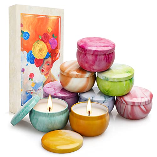 Velas Perfumadas Juego de 8 Piezas, Velas Aromaticas Decorativas, Cera de Soja Natural, Regalos Originales para Mujer, para Boda Baño Yoga Cumpleaños Navidad Día de San Valentín Regalos