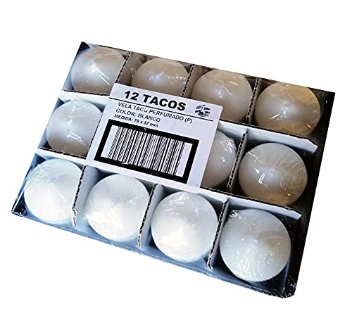 Velas Taco Perfumadas Dulce de Coco Grandes XL 70 x 57 mm, Lote de 12 Unidades, Velones Aromáticos, Gran Duración y Delicado Aroma Cítrico, 22-24 horas Duración, Aromaterapia por Velas