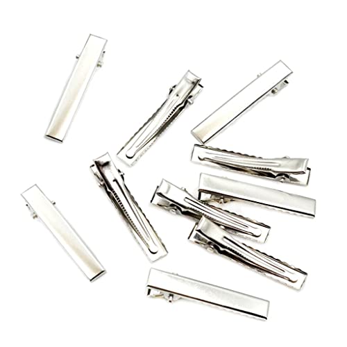 Venta Al Por Mayor 10x Pinzas de Pelo de Cocodrilo Planas en Blanco Hallazgos de Cabello DIY - 4cm