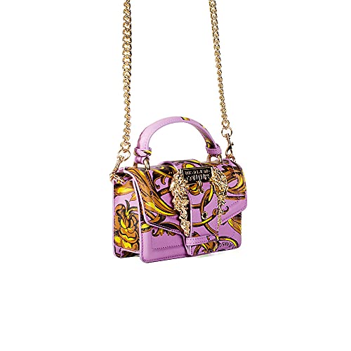 Versace JEANS COUTURE Minibag con asa de ecopiel saffiano morado con impresión Regalia Baroque