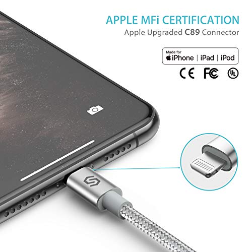 [Versión Mejorada] Syncwire Cable iPhone 2M [C89 Certificado MFi] Cable Cargador iPhone Nylon Trenzado Carga Rapida Compatible con iPhone 12/12 mini/12 Pro/12 Pro Max/ 11/ 11Pro/XS/XR/SE/8/8P/7/7P