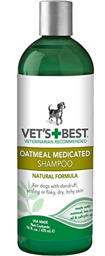 Vet's Best Champú de Avena medicado para Perros Alivia la Piel Seca del Perro, Limpia, hidrata y acondiciona la Piel y el Pelaje, 470ml