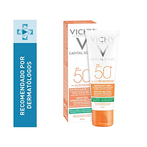 VICHY Capital Soleil - Trattamento Opacizzante Viso 3in1 Effetto Mat Spf+,ml, 50 Mililitro