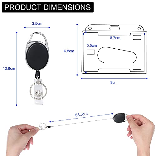 Vicloon Llaveros Retráctiles de Alta con Funda para Tarjeta,2 Tarjetas de Capacidad,Tarjetero de Doble Cara para Tarjetas de Ldentificación de Oficina,de Autobús