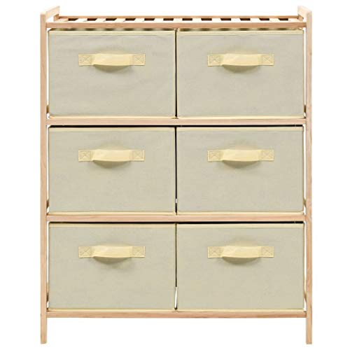 vidaXL Estante de Almacenamiento 6 Cestas Tela y Madera Cedro Beige Casa Hogar