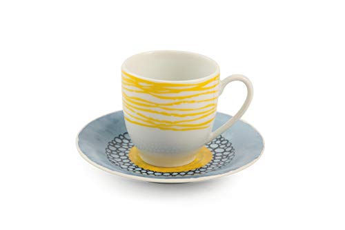 Villa d'Este Home Tivoli, Marea - Juego de 6 tazas de café con platillo de porcelana