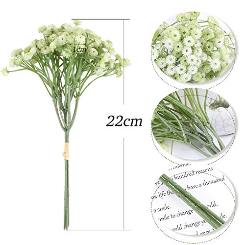 VINFUTUR 6pcs Flores Artificiales Paniculata Ramos Gypsophila Artificiales Decorativas Flores Aliento Falsas Plástico para Decoración Jarrón Mesa Boda Fiesta Hogar Manualidad DIY