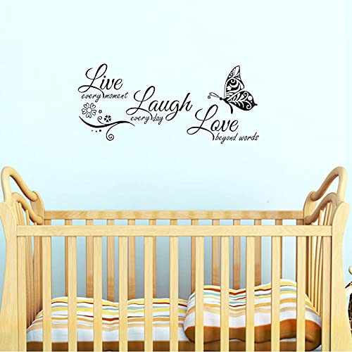 Vinilo adhesivo decorativo para pared, diseño de texto en inglés "Live Laugh Love"