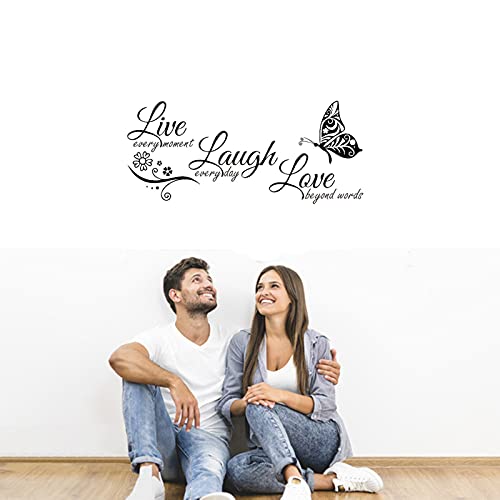 Vinilo adhesivo decorativo para pared, diseño de texto en inglés "Live Laugh Love"