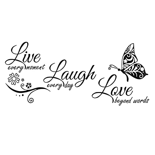 Vinilo adhesivo decorativo para pared, diseño de texto en inglés "Live Laugh Love"