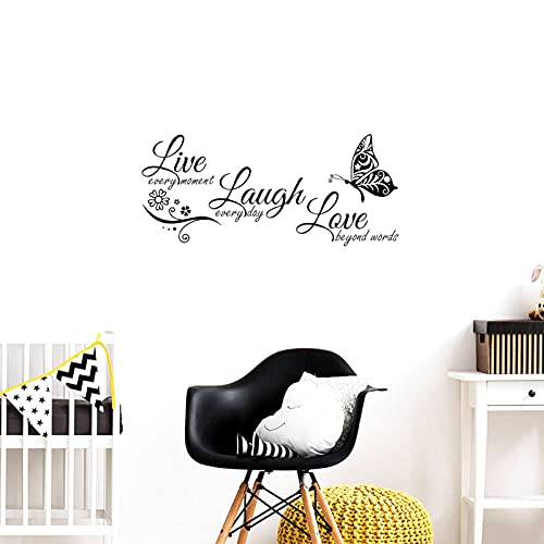 Vinilo adhesivo decorativo para pared, diseño de texto en inglés "Live Laugh Love"