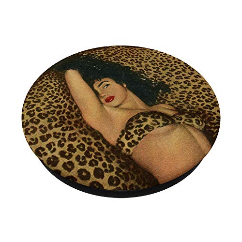 Vintage Cheetah Leopard Print Sexy Bikini Pin Up Girl Art PopSockets PopGrip: Agarre intercambiable para Teléfonos y Tabletas