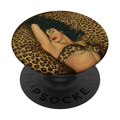 Vintage Cheetah Leopard Print Sexy Bikini Pin Up Girl Art PopSockets PopGrip: Agarre intercambiable para Teléfonos y Tabletas