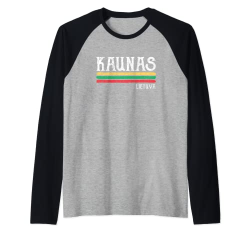 Vintage Kaunas Lituania Lituano Camiseta Manga Raglan