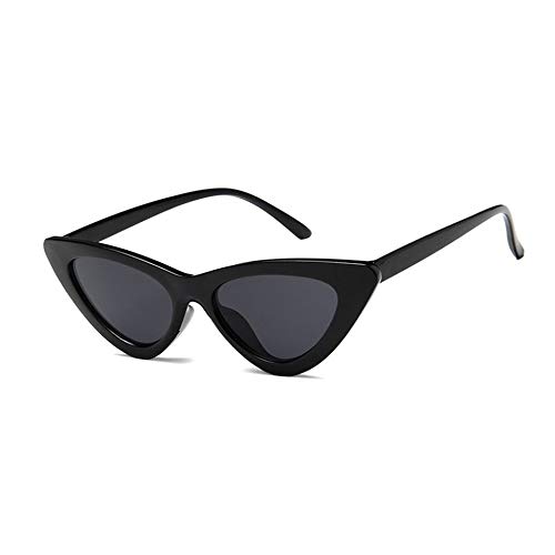 Vintage Triangle Cat Eye Mujer Gafas de sol Personalidad Gafas de sol Marco de PC Lente de resina Viaje UV400 Gafas de sol Gafas de sol - Negro brillante y gris