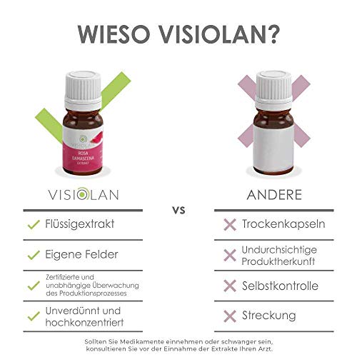 VISIOLAN – Extracto de Rosa Damascena 15ml – Aceite de rosa puro, Extracto Líquido Concentrado, Rosa Damascena de campos propios, Ingredientes sin aditivos químicos