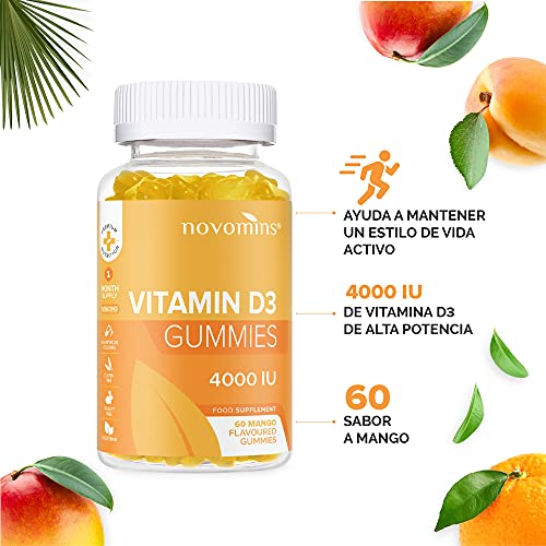 Vitamina D3 en Gominolas de Novomins Nutrition – Vitamina D3 4000 IU – Vitamina D 3 - Vitamina D de Alta Potencia – Sin Gluten - Gominolas de Vitaminas D