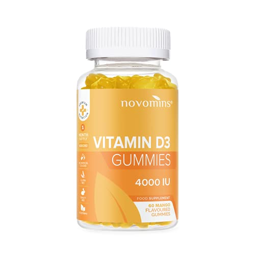 Vitamina D3 en Gominolas de Novomins Nutrition – Vitamina D3 4000 IU – Vitamina D 3 - Vitamina D de Alta Potencia – Sin Gluten - Gominolas de Vitaminas D