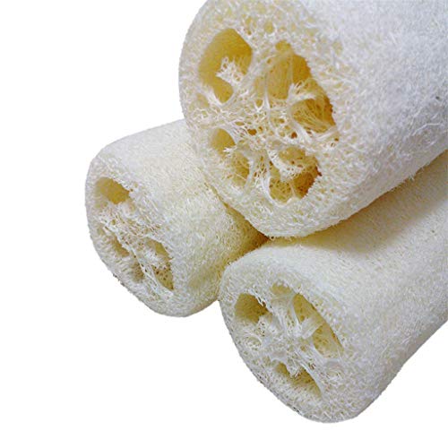 VOARGE 6 esponjas de lufa natural de alta calidad para spa, exfoliante para el cuerpo, elimina la piel muerta y la cocina, para el hogar (aproximadamente 4 pulgadas)