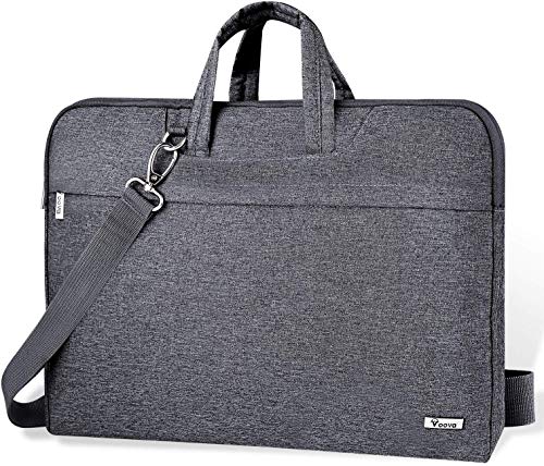 Voova Maletin Ordenador Portatil 17 17.3 Pulgadas con Bandolera, Funda Bolsa portatil Impermeable Compatible con MacBook Pro 17, HP Envy 17/Pavilion 17, Acer ASUS DELL, Hombre Mujer, Gris