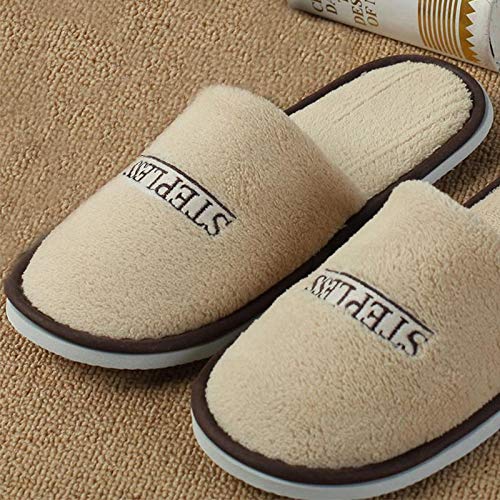 Wakerda 5 pares de zapatillas unisex de hotel con puntera cerrada, zapatillas de salón de spa, zapatos de huéspedes, zapatos de algodón antideslizantes para hotel, casa, fiesta, color beige