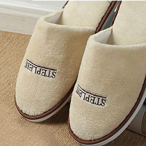 Wakerda 5 pares de zapatillas unisex de hotel con puntera cerrada, zapatillas de salón de spa, zapatos de huéspedes, zapatos de algodón antideslizantes para hotel, casa, fiesta, color beige