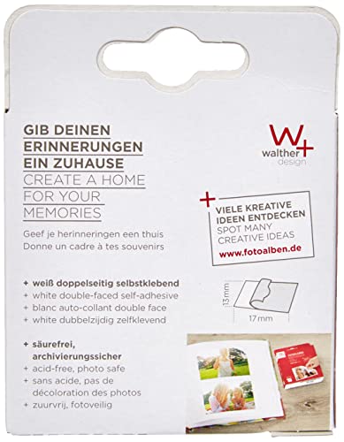 Walther FT500DP - Adhesivos para Fotos de Doble Cara, Libres de ácido (Pack Doble; 2 x 500 Unidades) Color Blanco