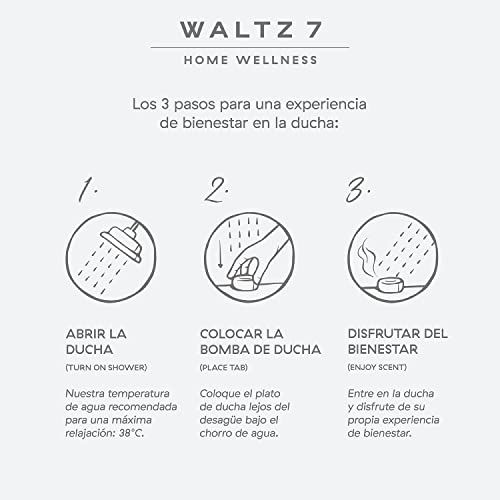 WALTZ7, Set Bombas de Ducha, 8 Aromas Naturales de Aromaterapia, Relajación, Energía, Bienestar, Vigor y Calma, Lavanda, Eucalipto, Romero-Menta, Abeto, Rosa, Naranja, Lima Menta, Mango, Pack 16