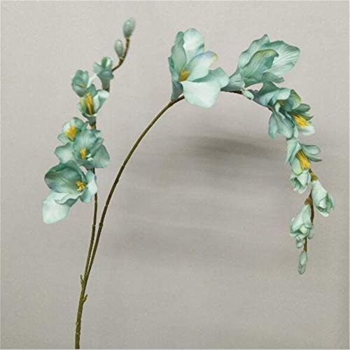 WANGJBH Flores Artificiales 7 unids Artificial Fresia Flor Seda Orquídea Seda Cattleya Azul/Blanco/Amarillo Colores Cymbidium Orchid Flowers Dried Flower (Color : Light Blue)